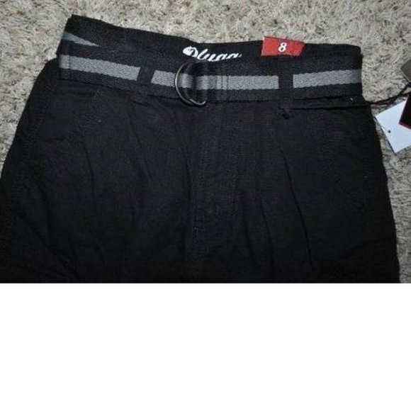 *Cargo Shorts Adjustable Waist sz 12 Plugg Trekker Black Belted 8 Pockets Boys - Picture 3 of 6